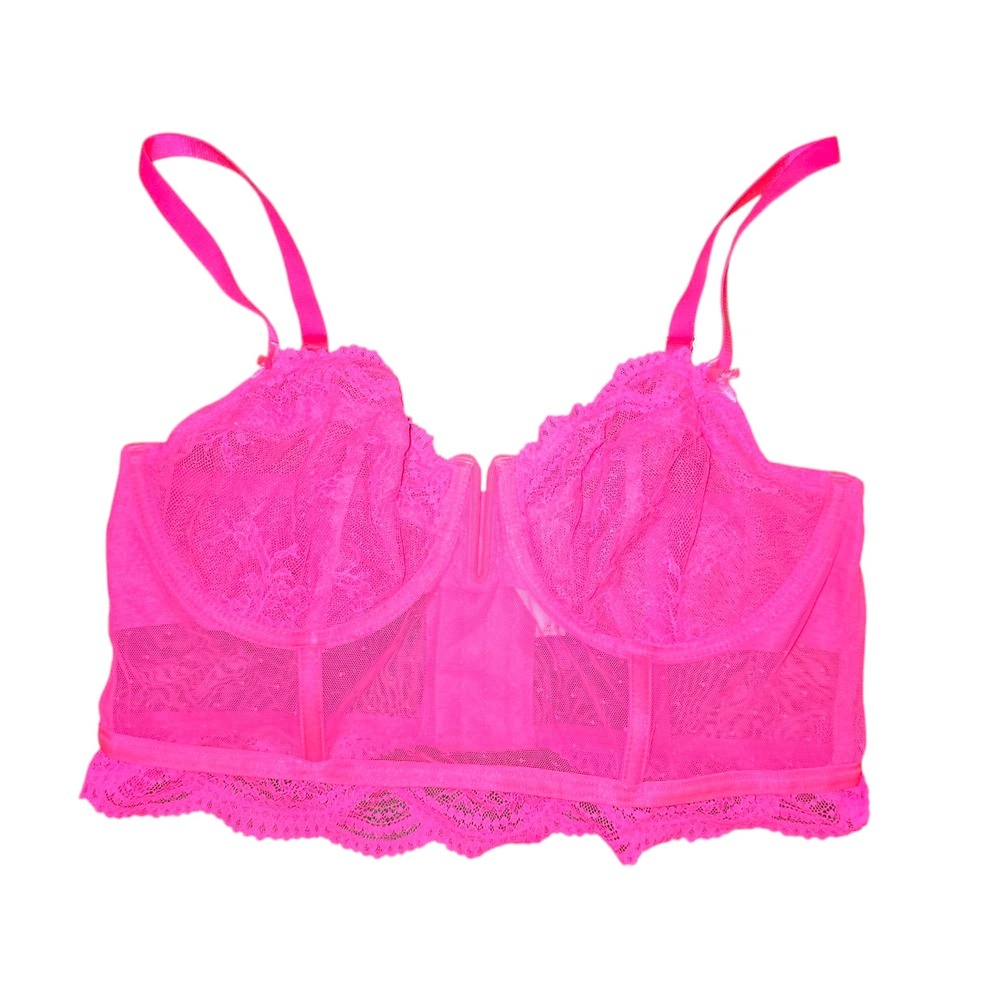 Auden Lace Bralette Bustier Hot Pink Lingerie Sexy Unlined‎ Size L